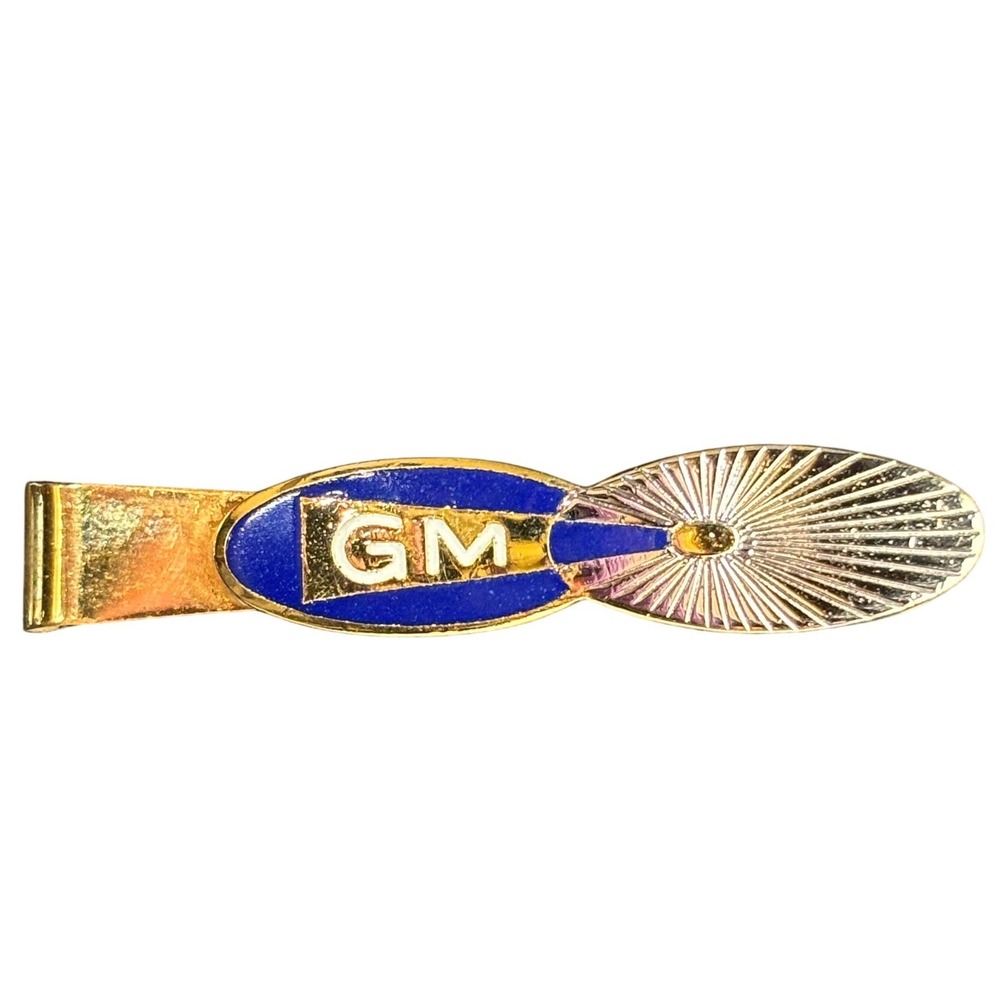 Vintage GM General Motors Logo Tie Bar Clip – Kinney Co Prov RI Blue Enamel